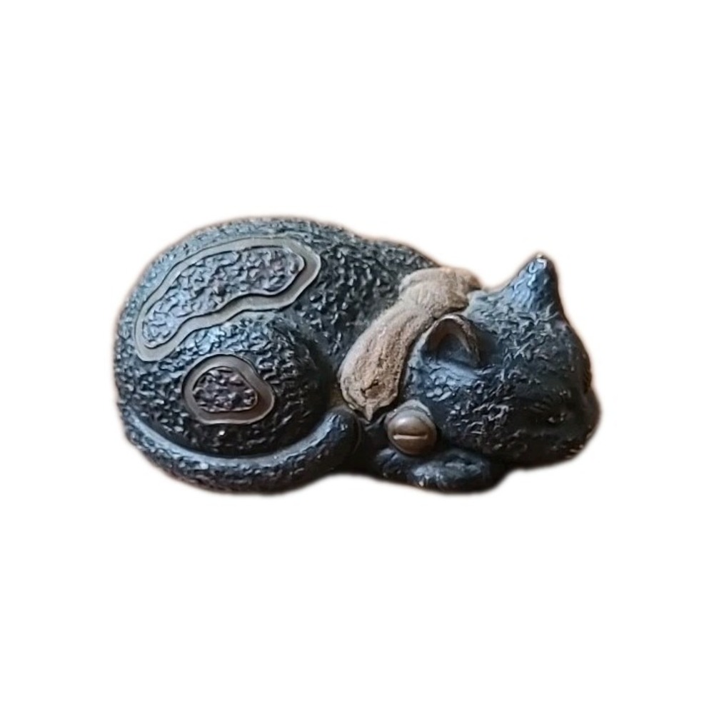 Vintage Chalkware Black Kitty Cat Figurine Stamped Japan